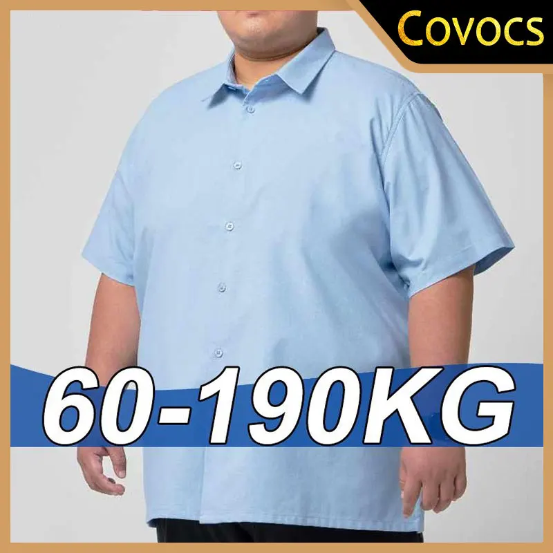Мужская рубашка оверсайз 10XL 8XL Плюс Размер Рубашка с коротким рукавом Однотонные деловые футболки Повседневные свободные топы Мужская одежда