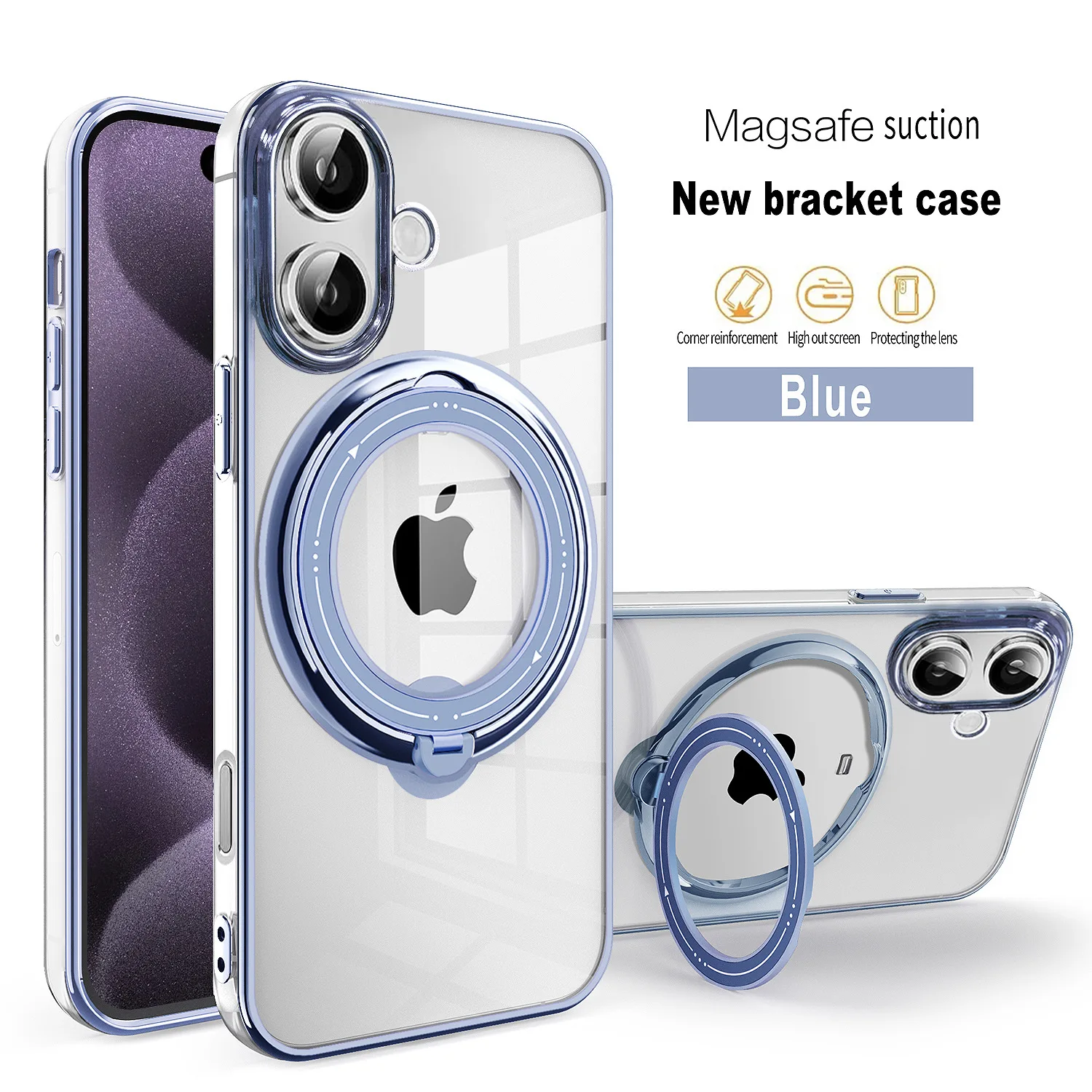 Фото wholesale 50pcs mobile phone cover Kickstand ring Designer TPU Magnetic Transparent Shockproof cellPhone Case for iPhone sumsung №2