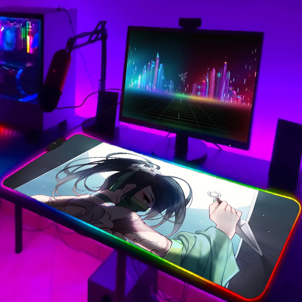 Фото 1 шт. Akali Tattoo League Of Legends XXL RGB игровые коврики для мыши HD Black аксессуары для геймеров большой светодиодный №2