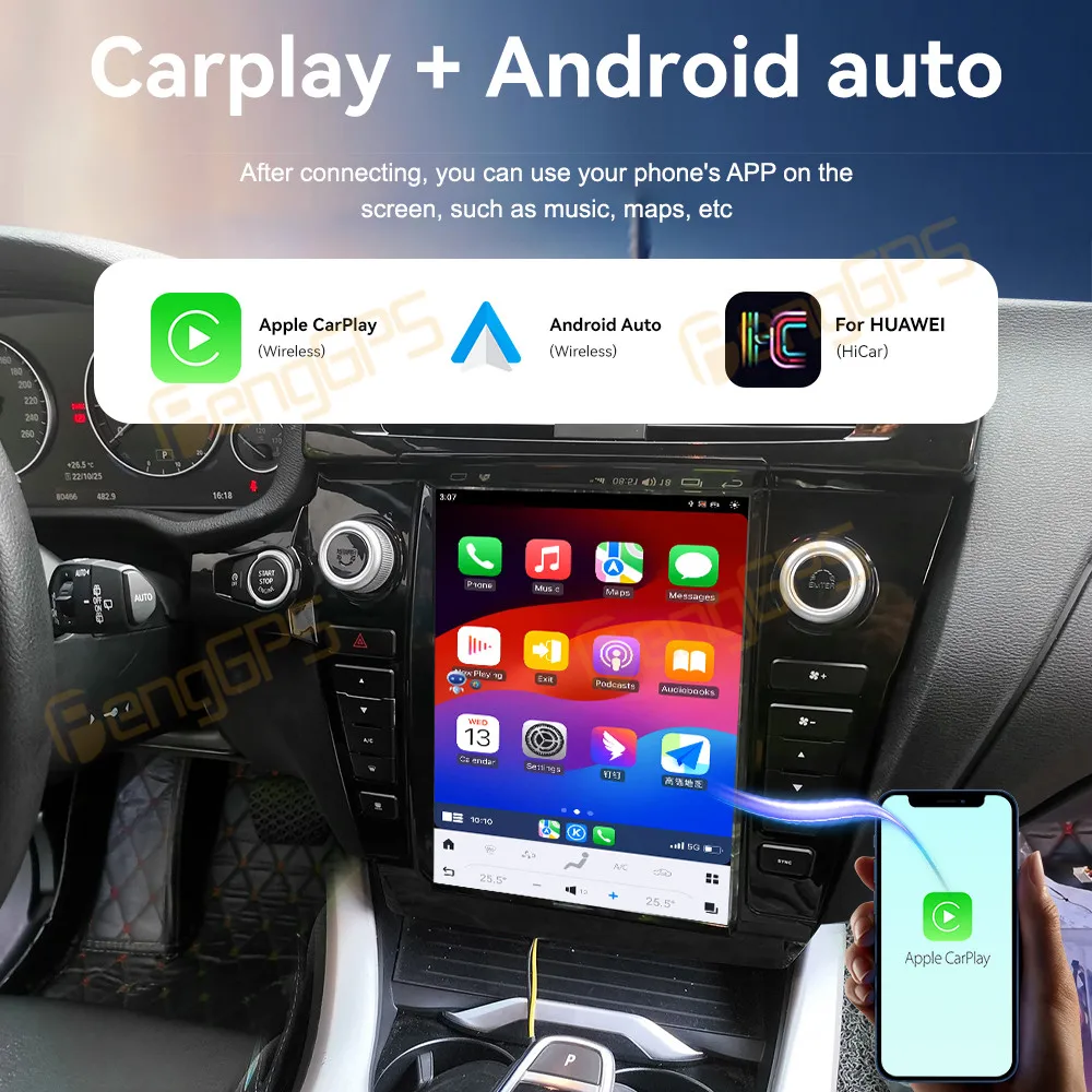 Фото Android 14 12,1-дюймовый автомобильный радиоприемник Tesla с экраном для BWM X3 2014-2016, автомобильный GPS-навигатор, беспроводной мультимедийный автомобильный радиоприемник Carplay №5