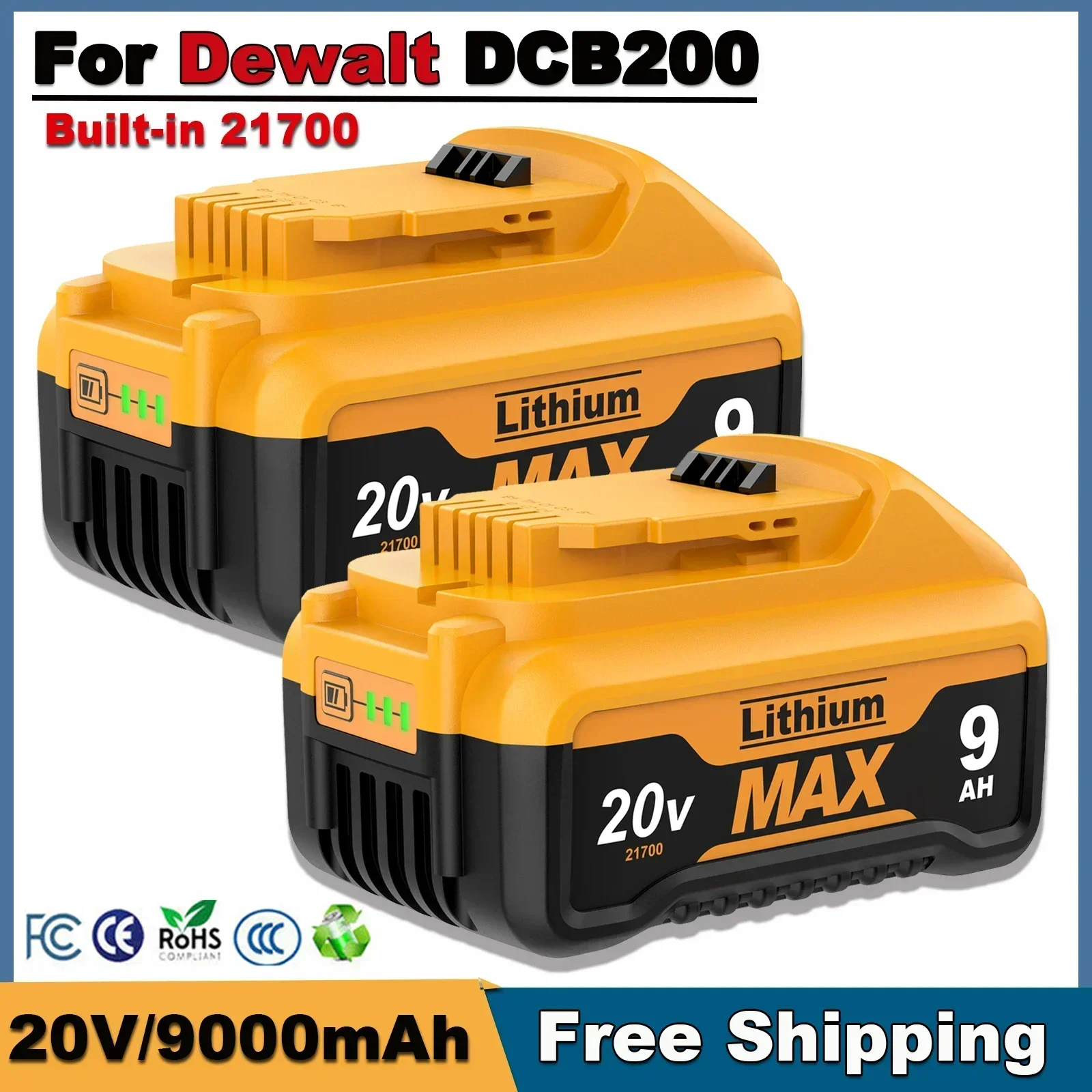 Сменная батарея для Dewalt 20 в DCB200, встроенная батарея 21700, литий-ионная аккумуляторная батарея 20 в макс. для электроинструмента