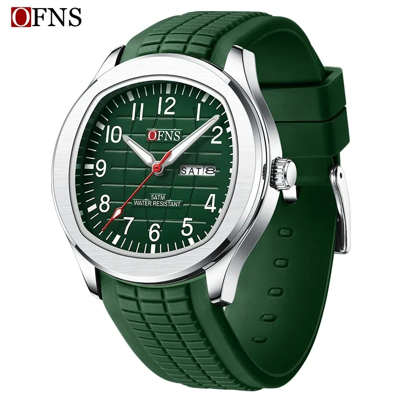 OFNS 8018, новые модные мужские кварцевые часы высокого качества, водонепроницаемые мужские роскошные часы с календарем и неделей для отдыха, relógios masculino