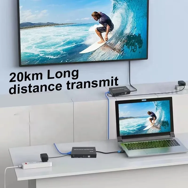 Фото Xput Высокое качество HDMI-передатчик-приемник оптоволоконный преобразователь HDMI оптоволоконный KVM-удлинитель через TCP/IP 20 км с USB №4