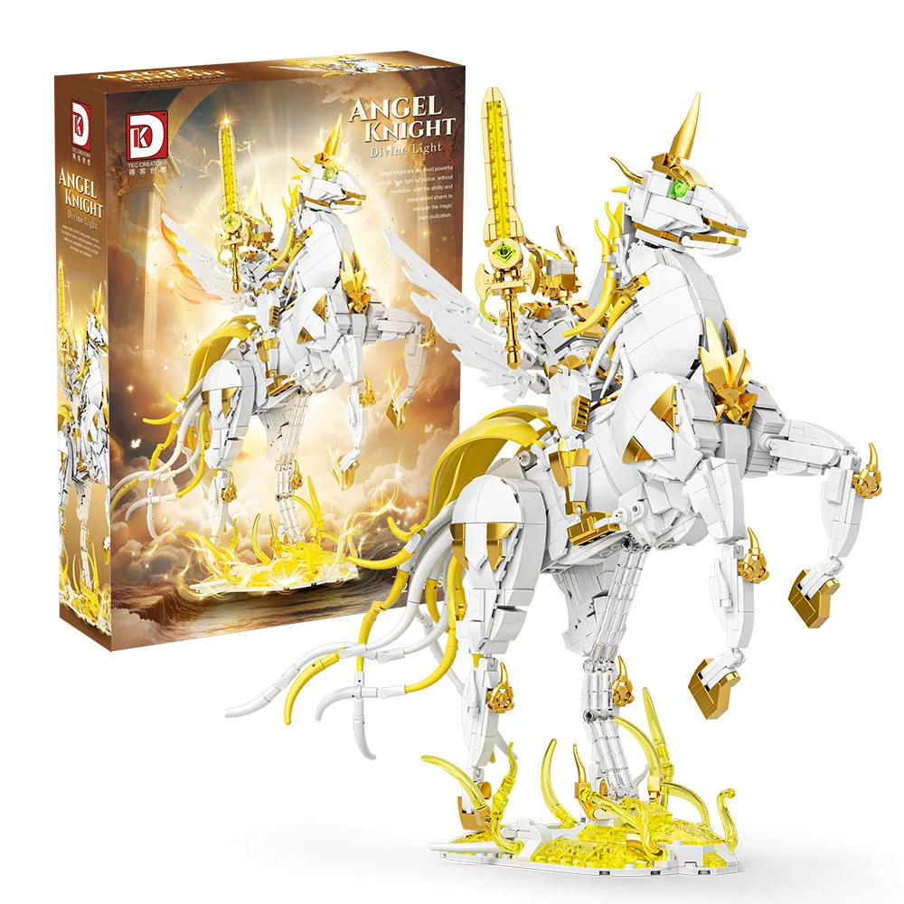 Moc Angel Rider, строительные блоки, ангельский меч, золотая боевая лошадь, сделай сам, сборная коллекция, модель игрушки для детей и взрослых, Рождественский подарок