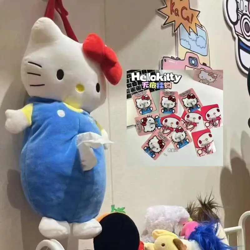 Фото MINISO Sanrio HelloKitty коробка для салфеток милый автомобиль в коробке для хранения кукла гостиная мультфильм высокий внешний вид подарок на день рождения №4