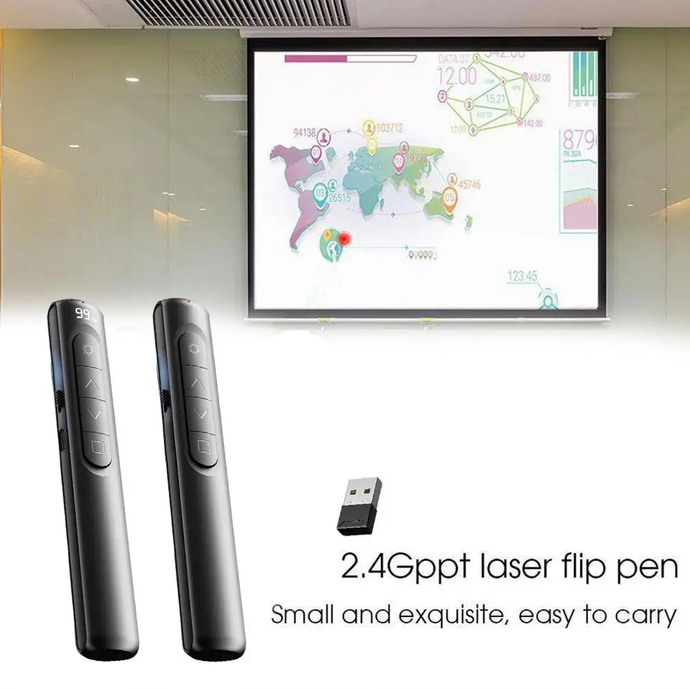 Беспроводная презентация Clicker 2,4 ГГц 100 м, USB проектор, поворотная ручка, инструменты для Windows/Mac OS/Linux/Android I0Q2