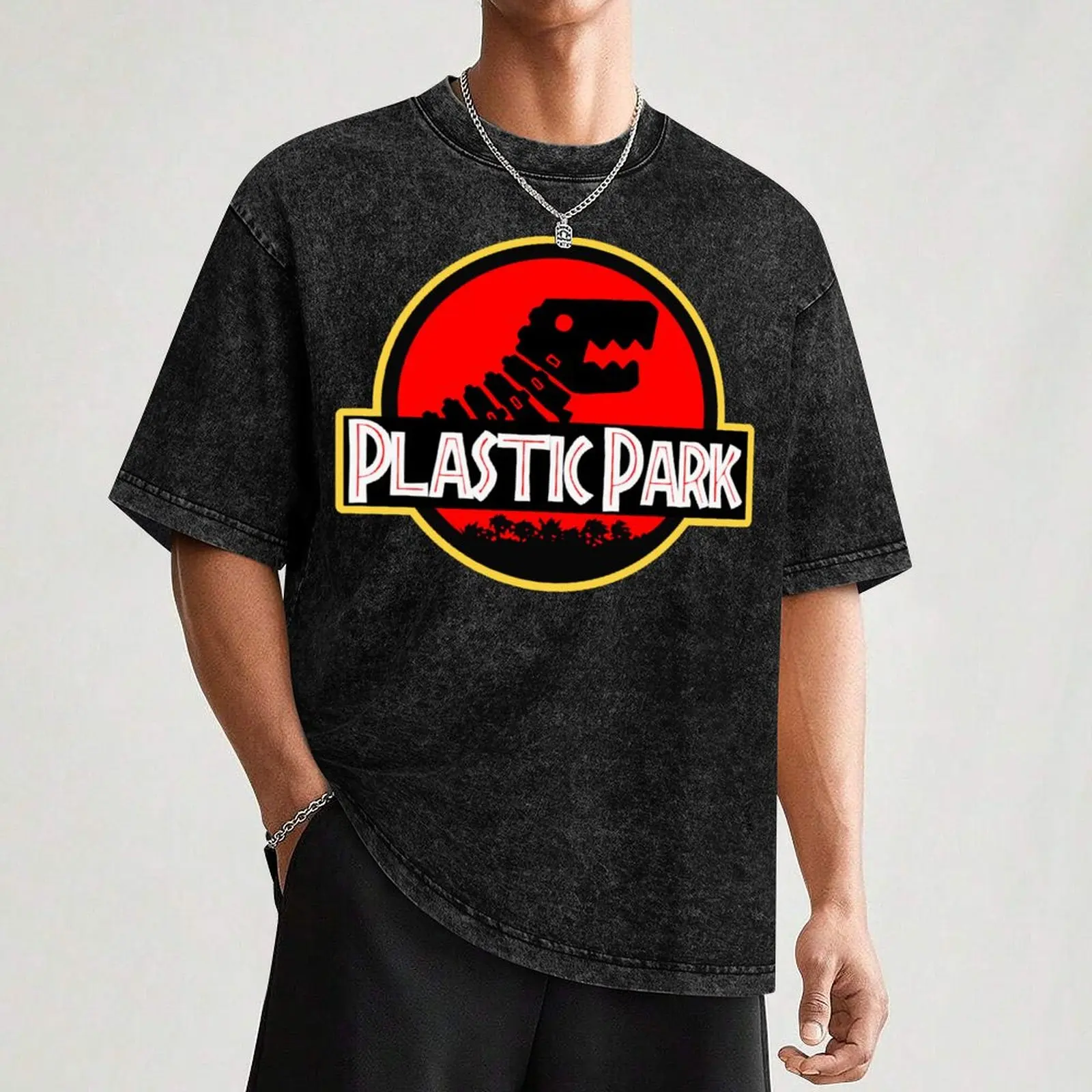 Фото Пластиковая футболка с 3D принтом Park Flexi Rexi, модные рубашки для мальчиков, белая футболка для мужчин 100, ℅   хлопок №3
