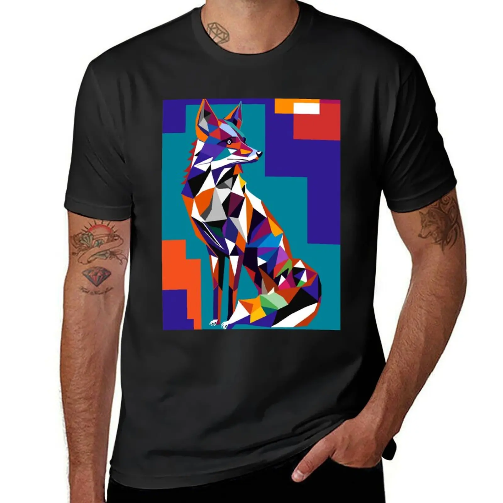 Мужская футболка wpap pop art с изображением животных лисы, новая коллекция, мужские футболки