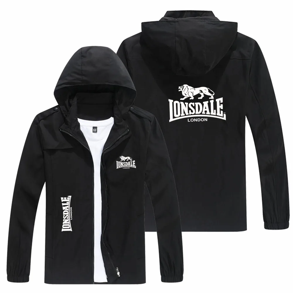 Мужская куртка с логотипом LONSDALE, спортивная ветрозащитная куртка с капюшоном, солнцезащитная и прочная одежда, куртка для гонок на мотоциклах