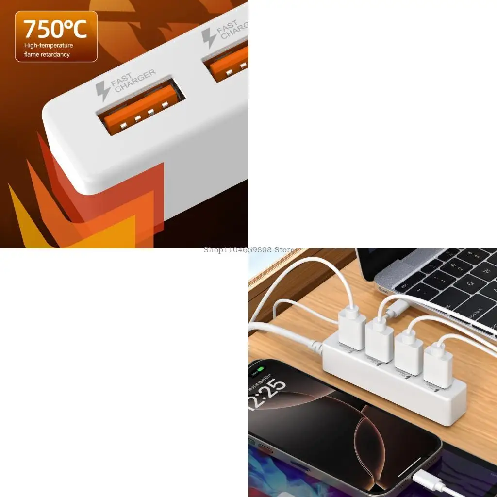 4 в 1 USB2.0 Cable Cable USB Power Splitt