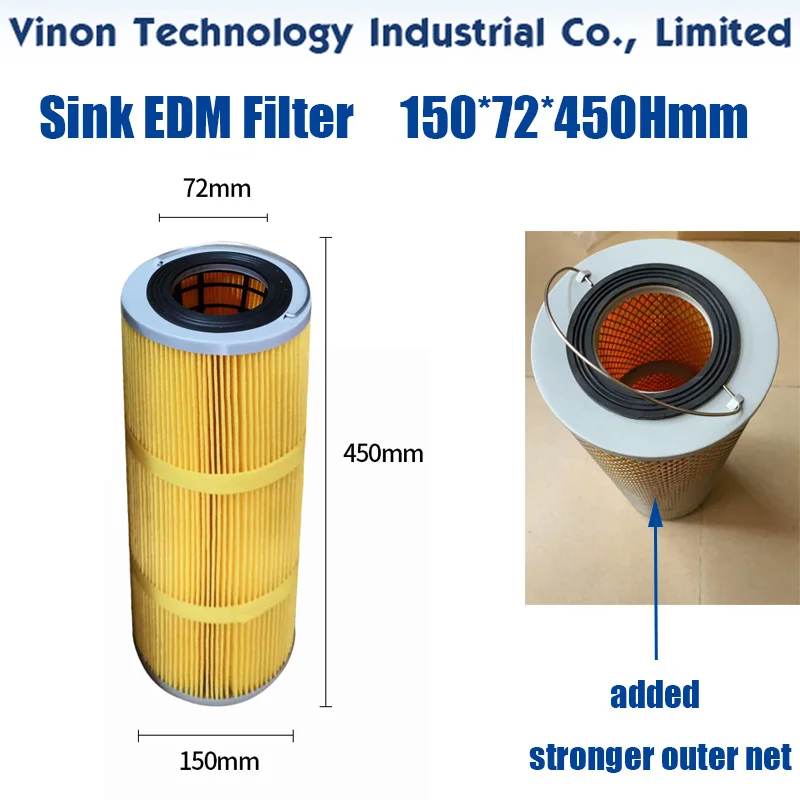 S0-12 10um EDM Sinker Filter 150x72x450 мм внешний для S oчлен, Seibu,Japax Die Sinker машины, проволочный фильтрующий картридж