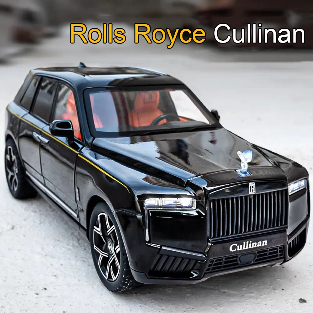 1:24 модель Alloy Rolls Royce Cullinan, литые под давлением игрушечные машинки, 6-дверный открытый автомобиль с откатным светом, музыкальный миниатюрный автомобиль, подарок для детей