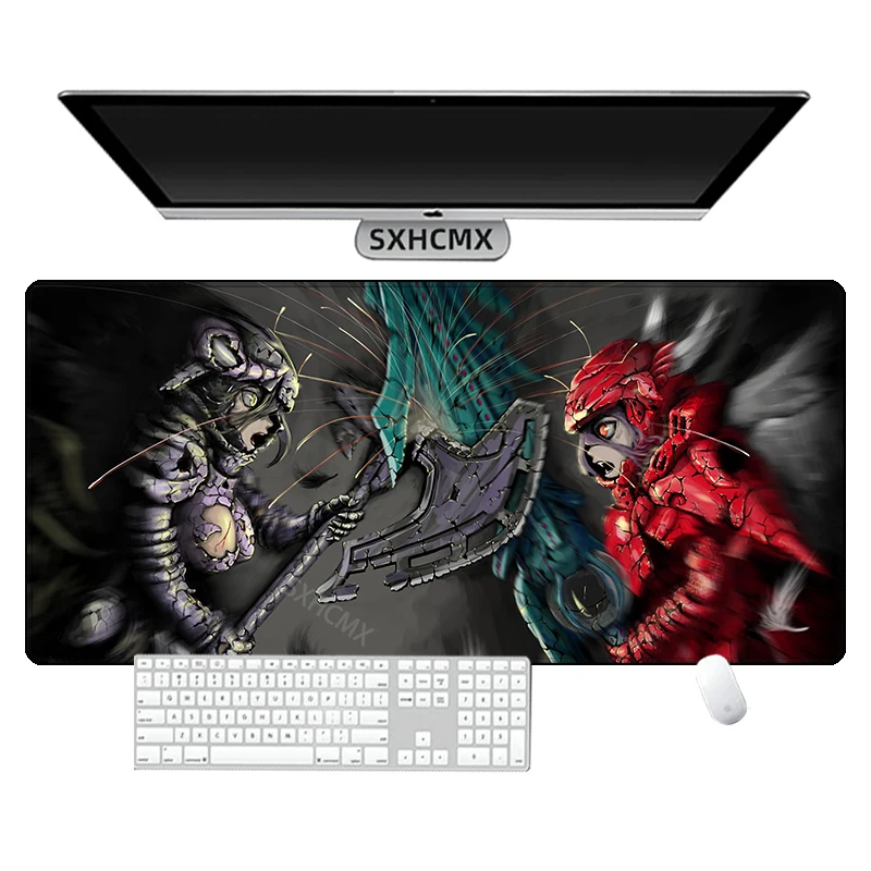 Фото Игровой коврик для мыши в стиле аниме Overlord Albedo, большой настольный коврик XXL, компьютерные аксессуары, коврик для мыши 900x400, резиновый коврик для клавиатуры со строчкой по краям №2