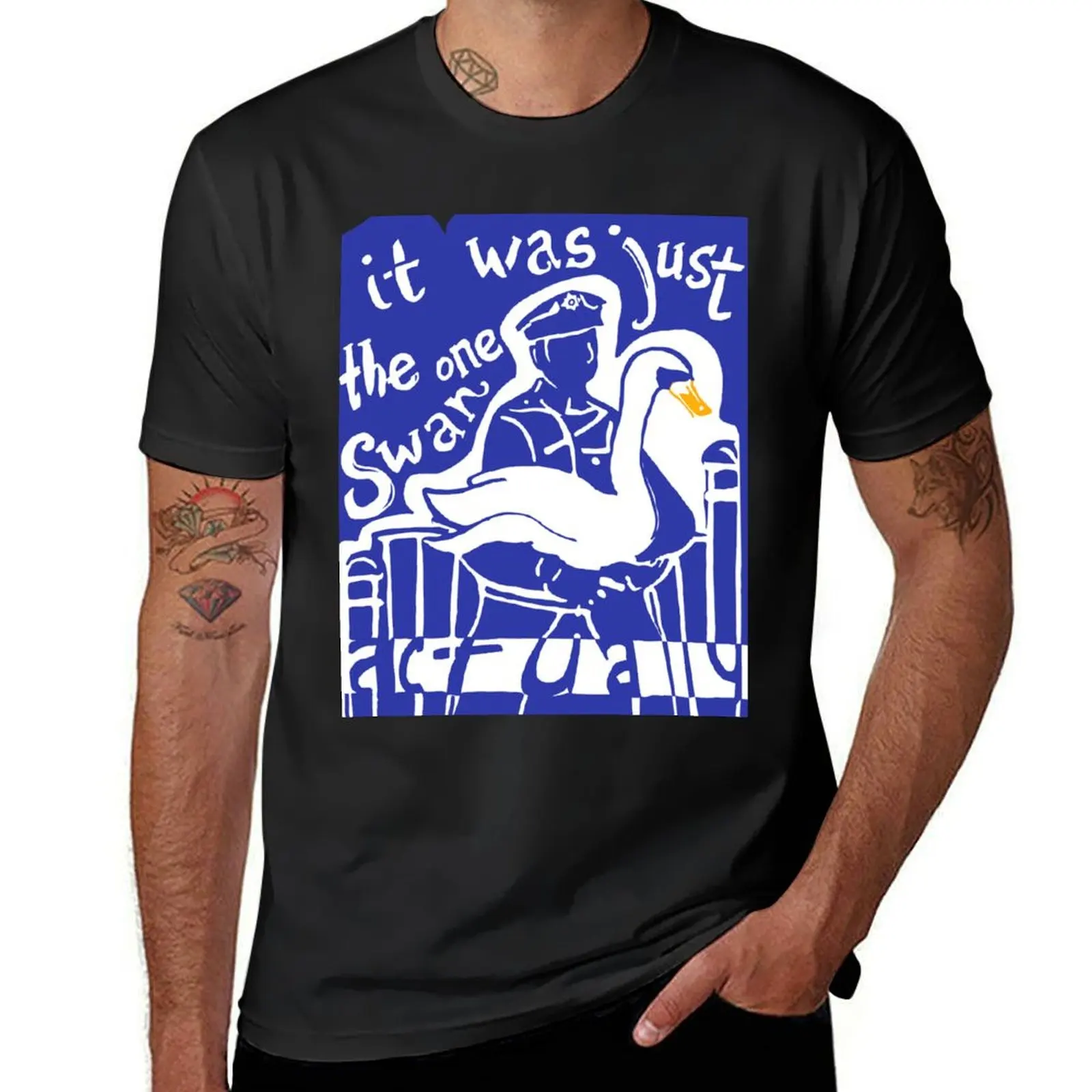 Футболка Hot Fuzz Swan, одежда в стиле аниме, топы больших размеров, футболка для мужчин