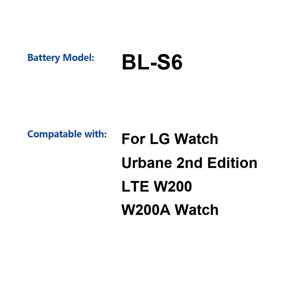 Аккумулятор для часов 570 мАч для LG Urbane 2Nd Edition Lte W200 W200A, надежное питание BL-S6