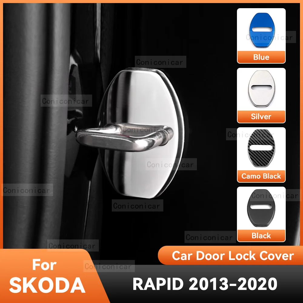 Для SKODA PAPID 2013-2020 2019, аксессуары, автомобильный дверной замок, защитная крышка, чехол с эмблемой, украшение из нержавеющей стали, защита