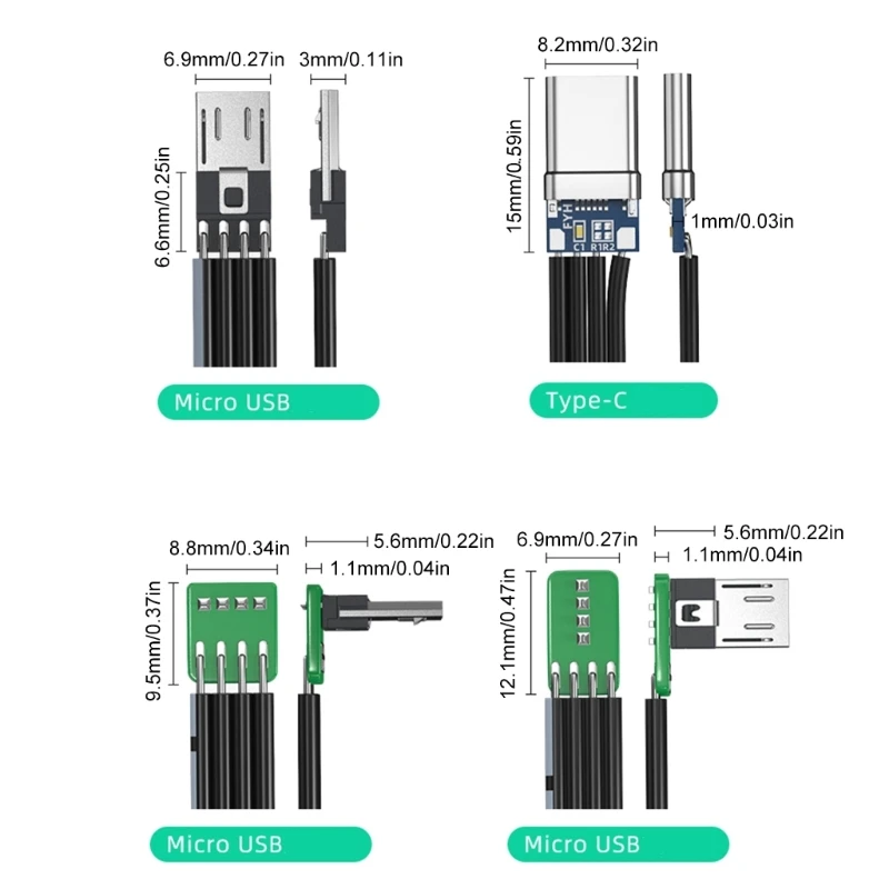 Короткий плоский тонкий ленточный кабель FPC FFC USBC USB TypeC 90 градусов к MicroUSB для передачи данных и зарядки (art.: 3920c90922963) - 3920c90922963