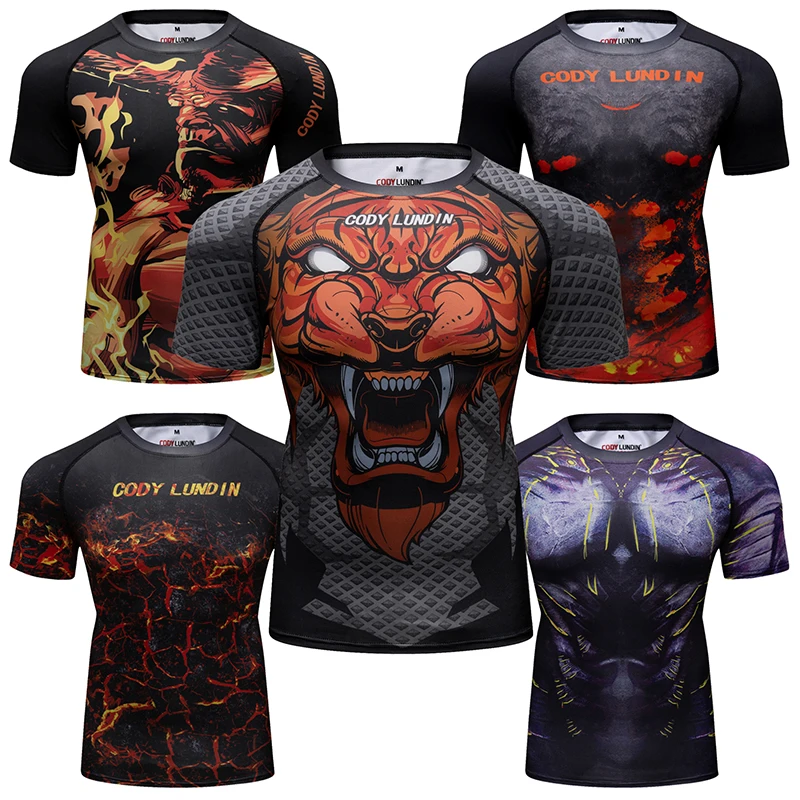Фото Kaus kompresi pria Bjj Mma, atasan kaus olahraga pelindung ruam, baju kuпод заказ, desain сыпь, kaus tinju №2