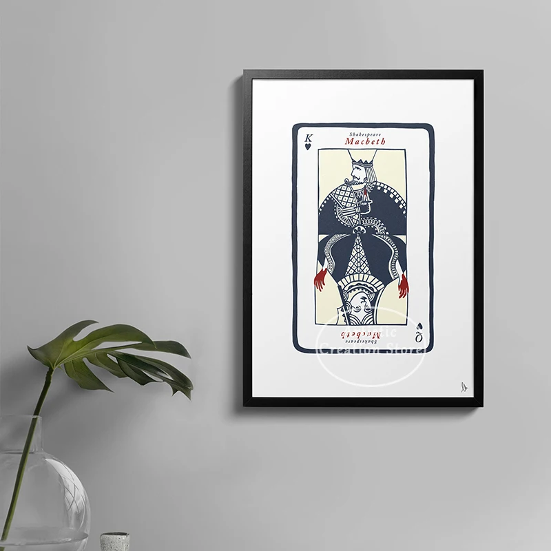 Фото Шекспир вдохновил Художественная печать игральные карты плакат Macbeth Othello карты Печать на холсте картина на стену для чтения декор комнаты №3