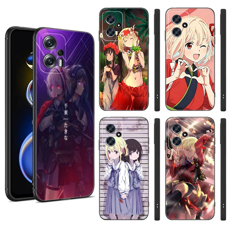 Черный силиконовый чехол Lycoris Recoil Chisatos для телефона Xiaomi POCO X3 X4 NFC F4 GT F5 F6 M3 M4 M6 X5 X6 Pro 5G M5 C55 C65