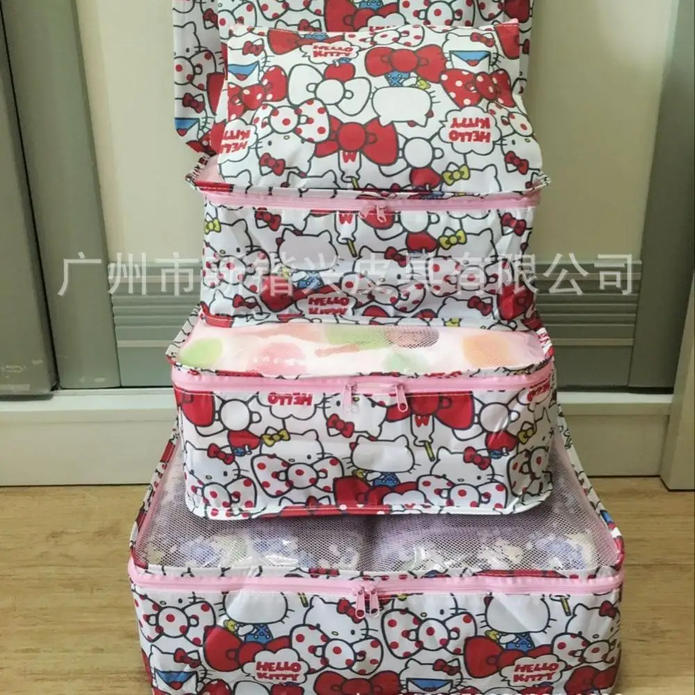 Набор сумок для хранения Sanrio Hello Kitty, 6 шт., дорожная сумка Kawaii My Melody, студенческая складная портативная спортивная сумка с героями мультфильмов, большой вместительности