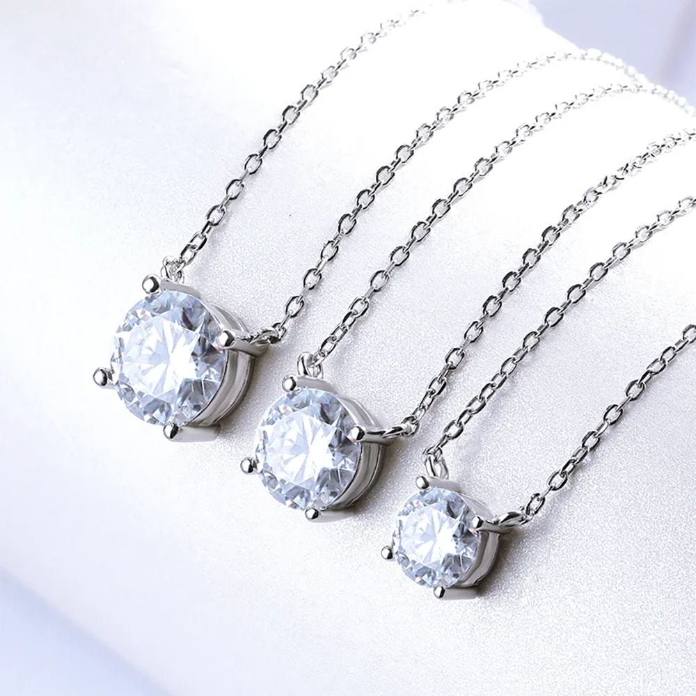 Фото Ожерелье Serenity 1ct 2ct 3ct 5ct D VVS с муассанитом для женщин, свадебное ожерелье из стерлингового серебра S925, цепочка на шею, ювелирные изделия №2