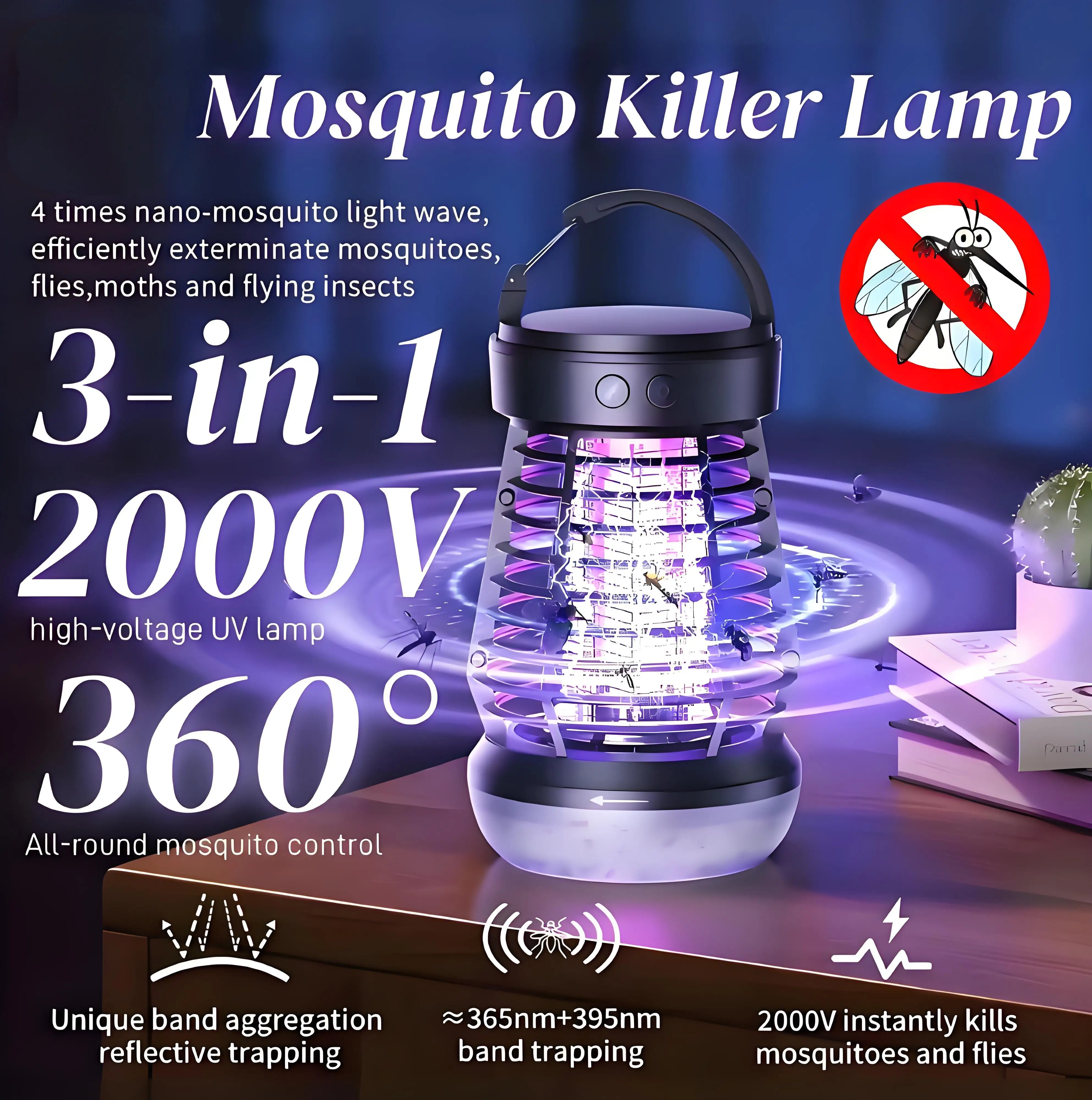 Новая USB-лампа от комаров, ловушка для насекомых, походный фонарь, перезаряжаемая электрическая мухобойка, уличный репеллент от мух