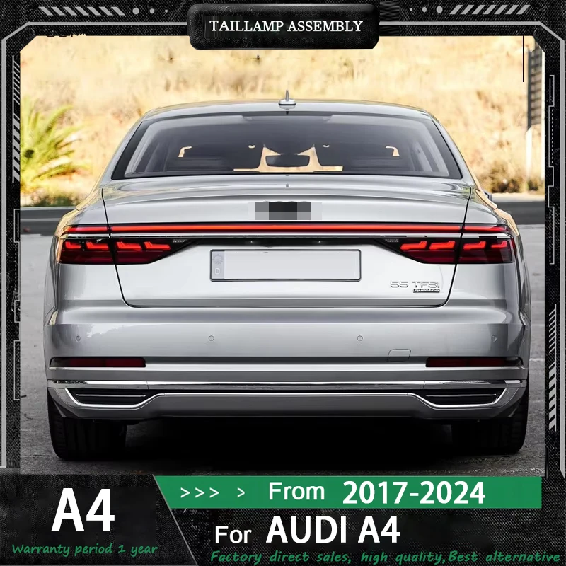 Автомобильный задний фонарь для Audi A4 B9 2017 2018 2019 2020 2021 2022 2023 2024, светодиодный задний фонарь, аксессуары для дневных ходовых огней