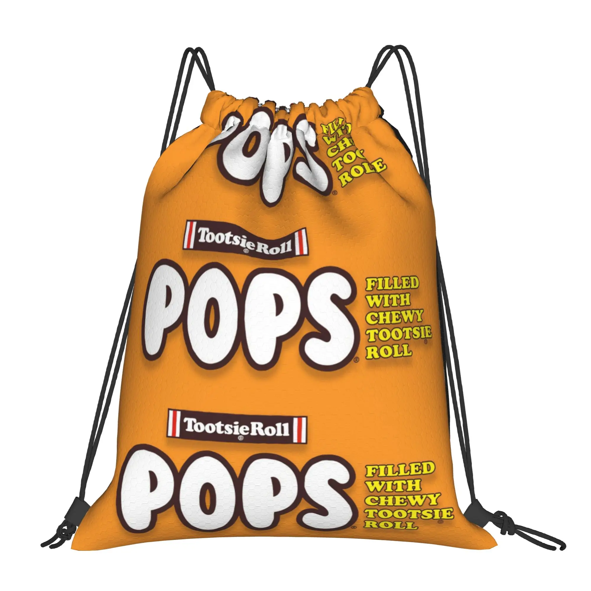 Спортивные рюкзаки с логотипом на оранжевом фоне tTootsie Pops, портативные, для походов, езды на велосипеде, занятий в спортзале, с завязками для хранения вещей
