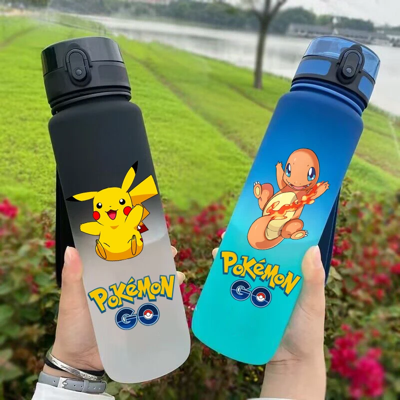 650 мл бутылка для воды Pokemon Pikachu Charizard с портативной веревкой, дорожная чашка для чая с фиксирующей откидной крышкой, бутылка для фитнеса, чайник