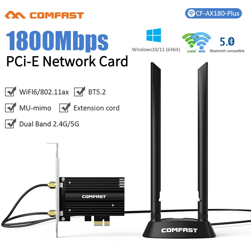 WiFi 6 1800 Мбит/с PCI-E Bluetooth 5.2 беспроводной адаптер MT7921 BT 5,2 Pci Express сетевая карта CF-AX180 плюс антенна для Win 10/11