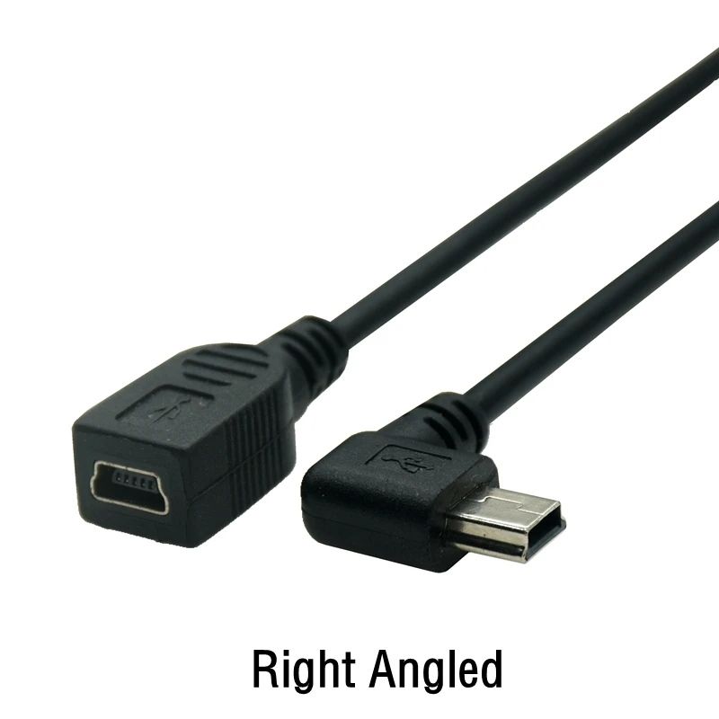 Фото 90 градусов Mini-USB 5-контактный штекер вверх, вниз, влево, вправо штекер к гнезду удлинитель 0,25 м кабель адаптера данных Iead №4