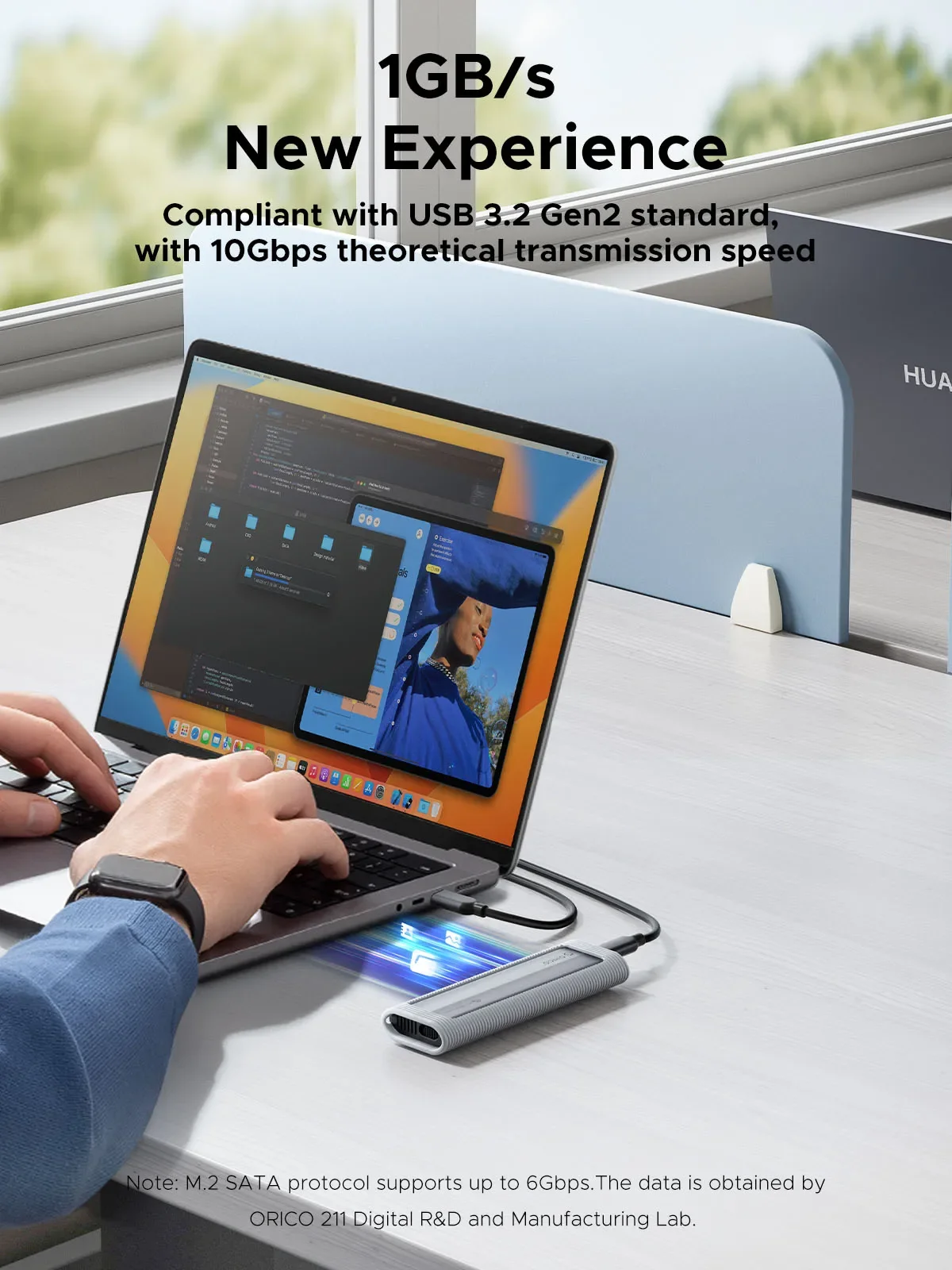 Фото ORICO M.2 NVMe Solid State Drive Box Type-C Интерфейс подходит для PCIe NVMe и SATA SSD Externa 10 Гбит/с мобильного жесткого диска №2
