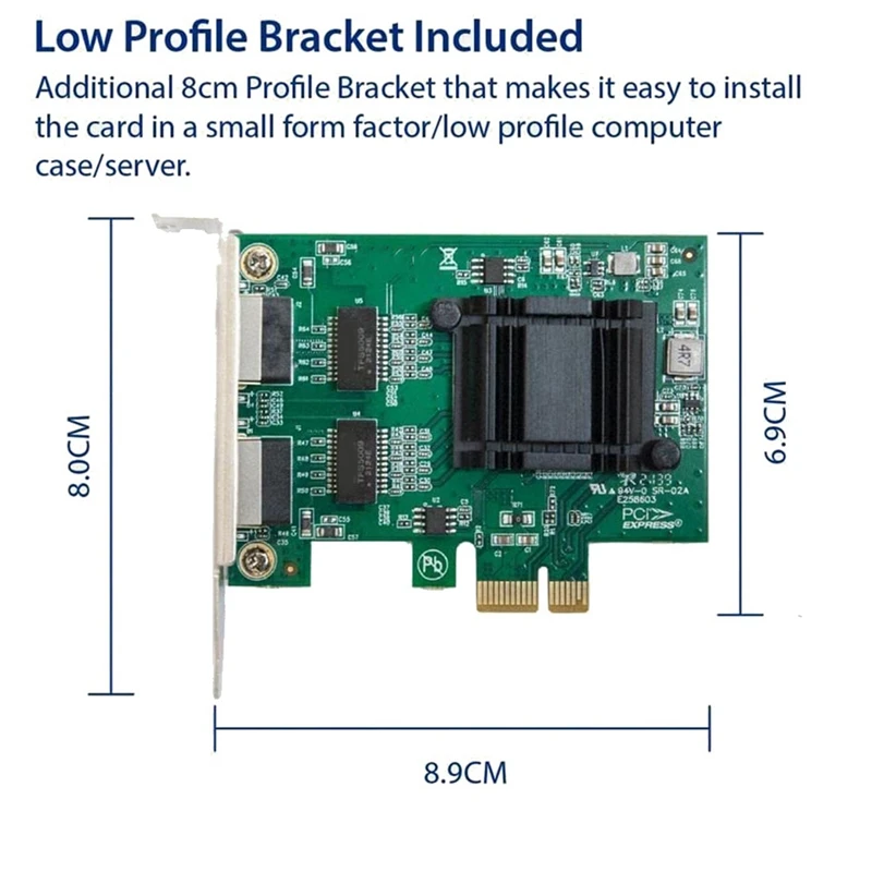 2 х Двухпортовая гигабитная Pcie сетевая карта 1000M, двойной адаптер Ethernet с 82571EB сетевая карта LAN для Windows (art.: 3920c2584e142) - 3920c2584e142