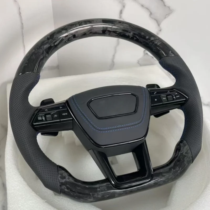 Фото Пользовательское обновление для Audi RS/S Series Универсальный A3 A4 B9 A5 A7 A8 RS3 RS4 RS5 S3 S4 S5 Q3 Q5 Q7 Светодиодный руль из углеродного волокна №3