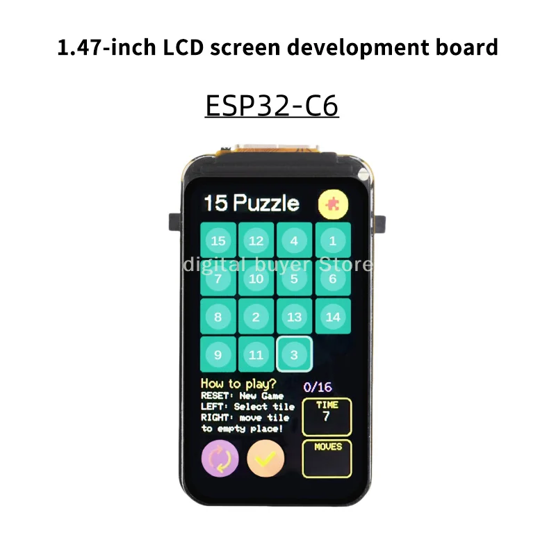 ESP32-C6 Макетная плата ЖК-экрана Wi-Fi 6 Bluetooth 5, встроенный цвет RGB 1,47-дюймовый Tft светодиодный экран Интерфейс USB Type-C
