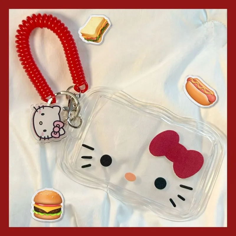 MINISO Sanrio Hello Kitty Сертификат Входная охрана Identity Card Прозрачный наконечник со шнурком Campus Card Cartoon Kawaii