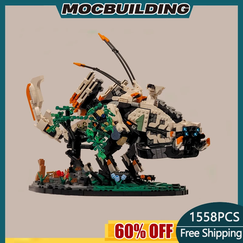 Фото Популярная игра Horizon Zero Dawned MOC, строительные блоки, сделай сам, собранные игрушки для мальчиков, громовая челюсть, механический монстр, дракон, динозавр, подарки №2