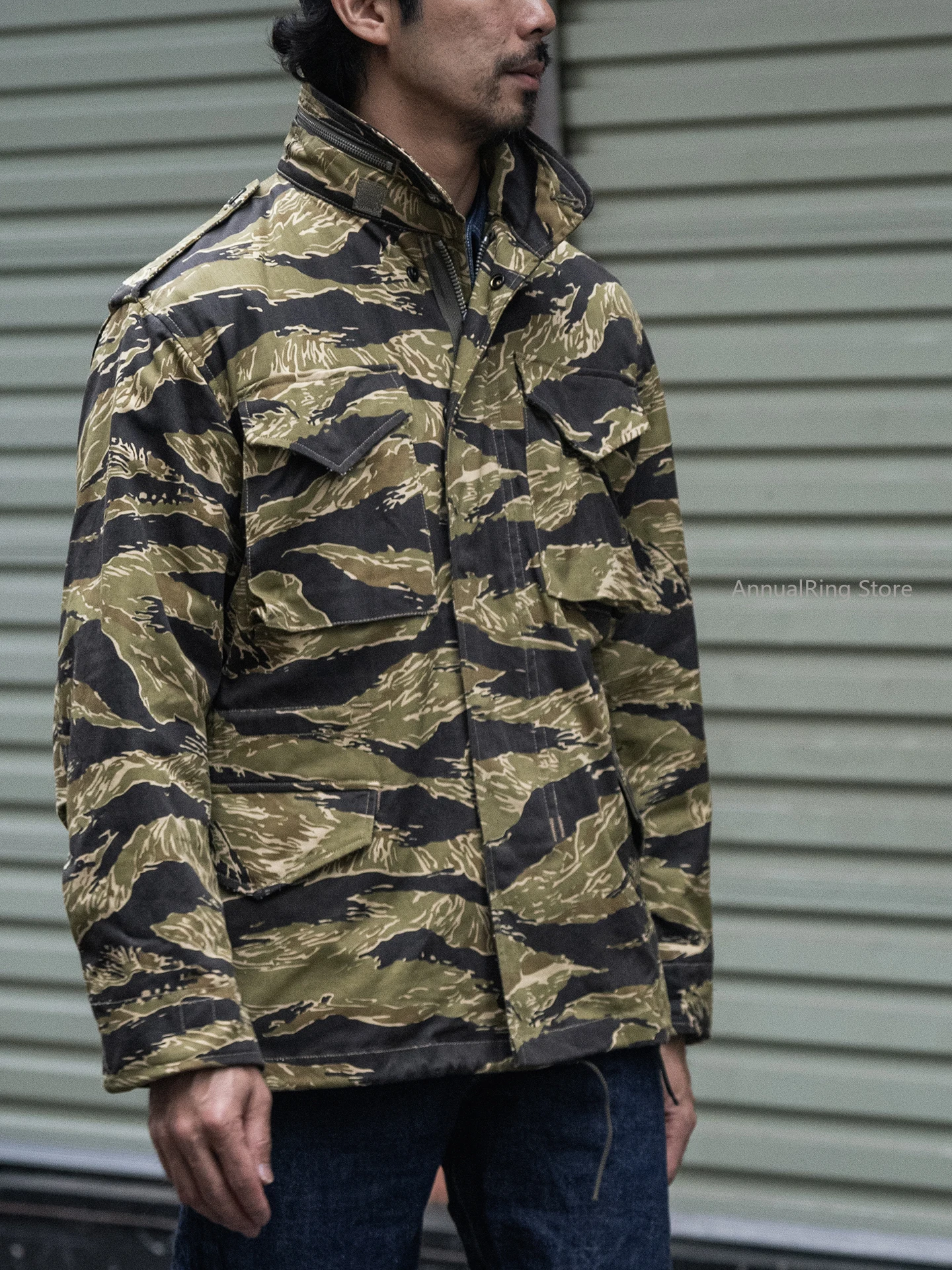 Прочная полевая куртка Bronson JWD Tiger Camo M-65 Винтажное хлопковое боевое пальто в стиле милитари