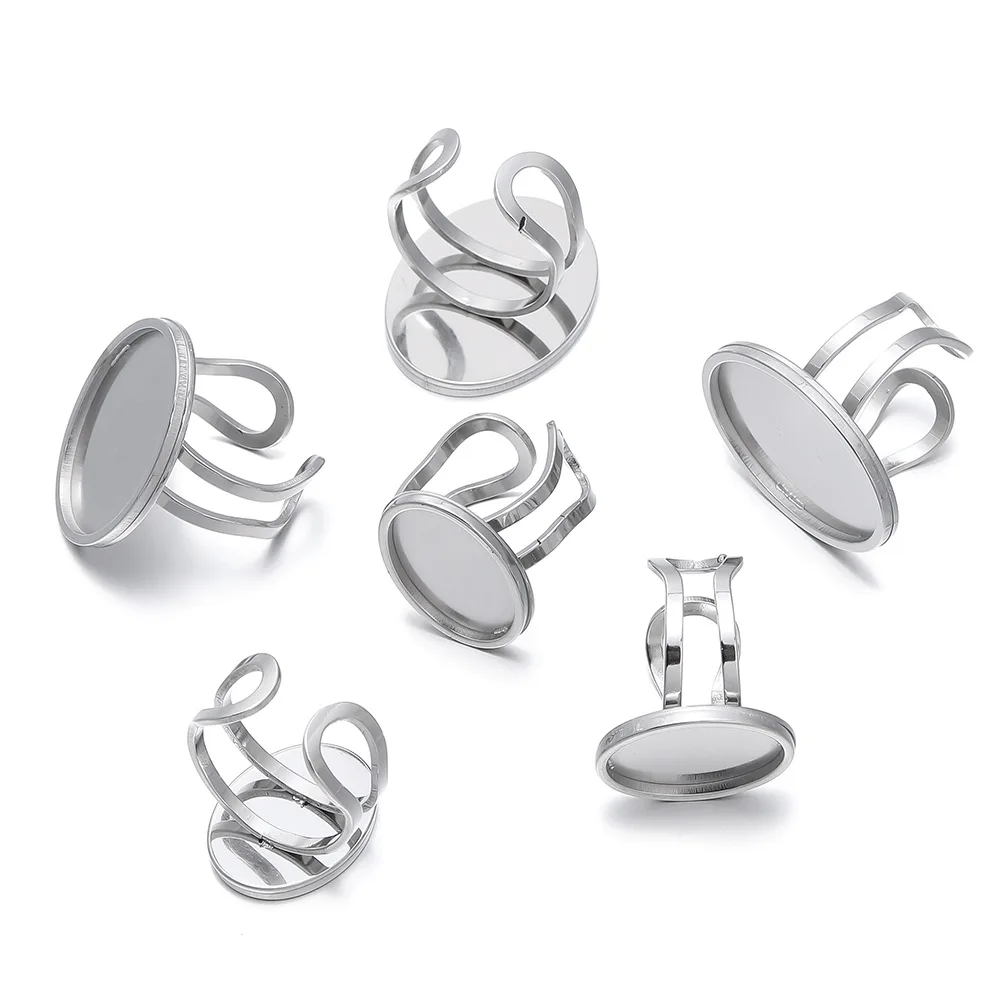 5Pcs New Stainless Steel Ring Holder with Concave Surface, Empty Holder, Welded Round Basin, Adjustable Ring, DIY Jewelry Tray (art.: 3920ca36aa0db) - 3920ca36aa0db