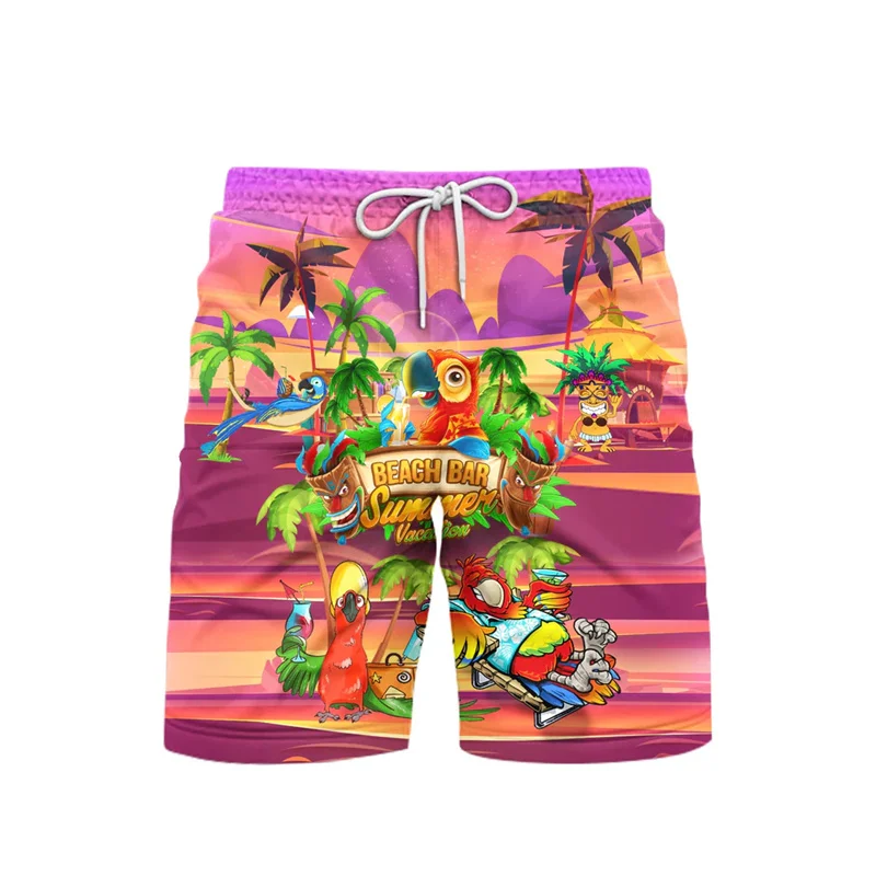 Фото Fashion Hawaii Tiki Print Beach Short For Men's Clothing Leisure Sport Breathable Shorts Vacation Travel Trend Style Pants 2025 №5