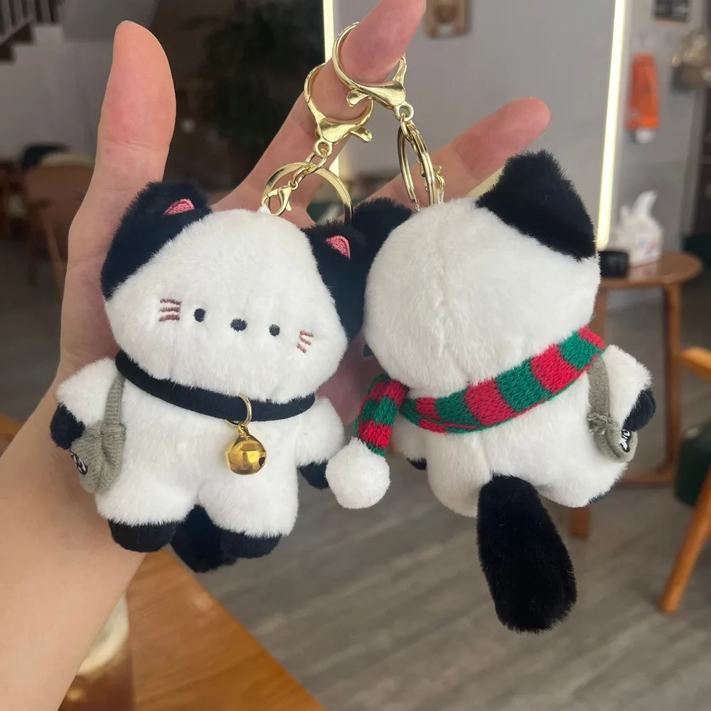 Нежный дорожный котенок, плюшевая сумка-кошка, подвеска-колокольчик, шарф, кошка, плюшевый брелок из полипропилена, хлопок, мультяшная плюшевая кукла-кошка, брелок для женщин и девочек Мягкие игрушки