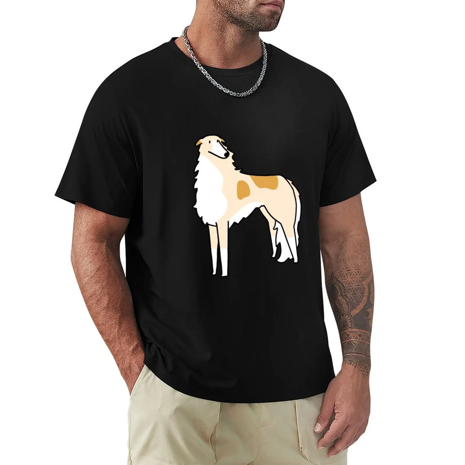 Футболка Borzoi с рисунком, большие мужские футболки для больших и высоких размеров