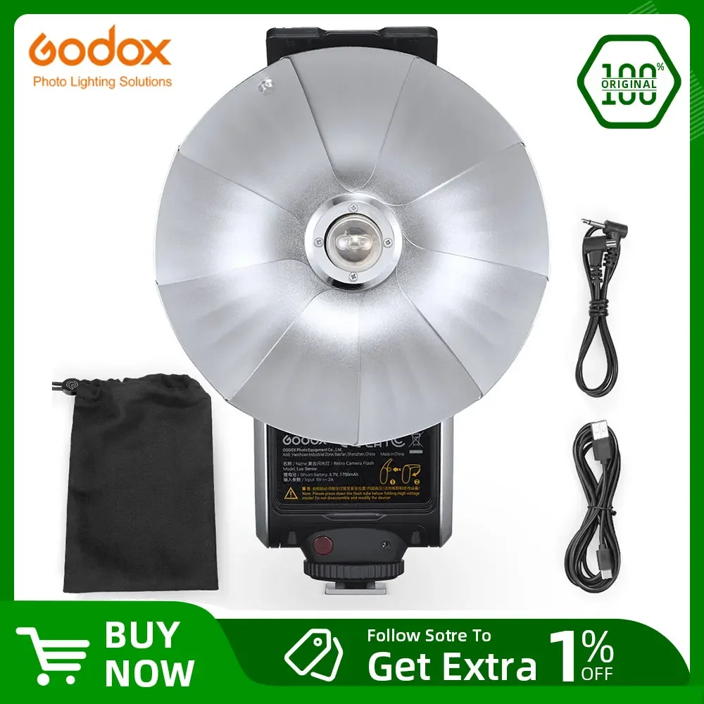 Вспышка Godox GN14 Lux для пожилых людей, 7 уровней, универсальная вспышка для камер Canon, Sony, Nikon, Fuji, Olympus
