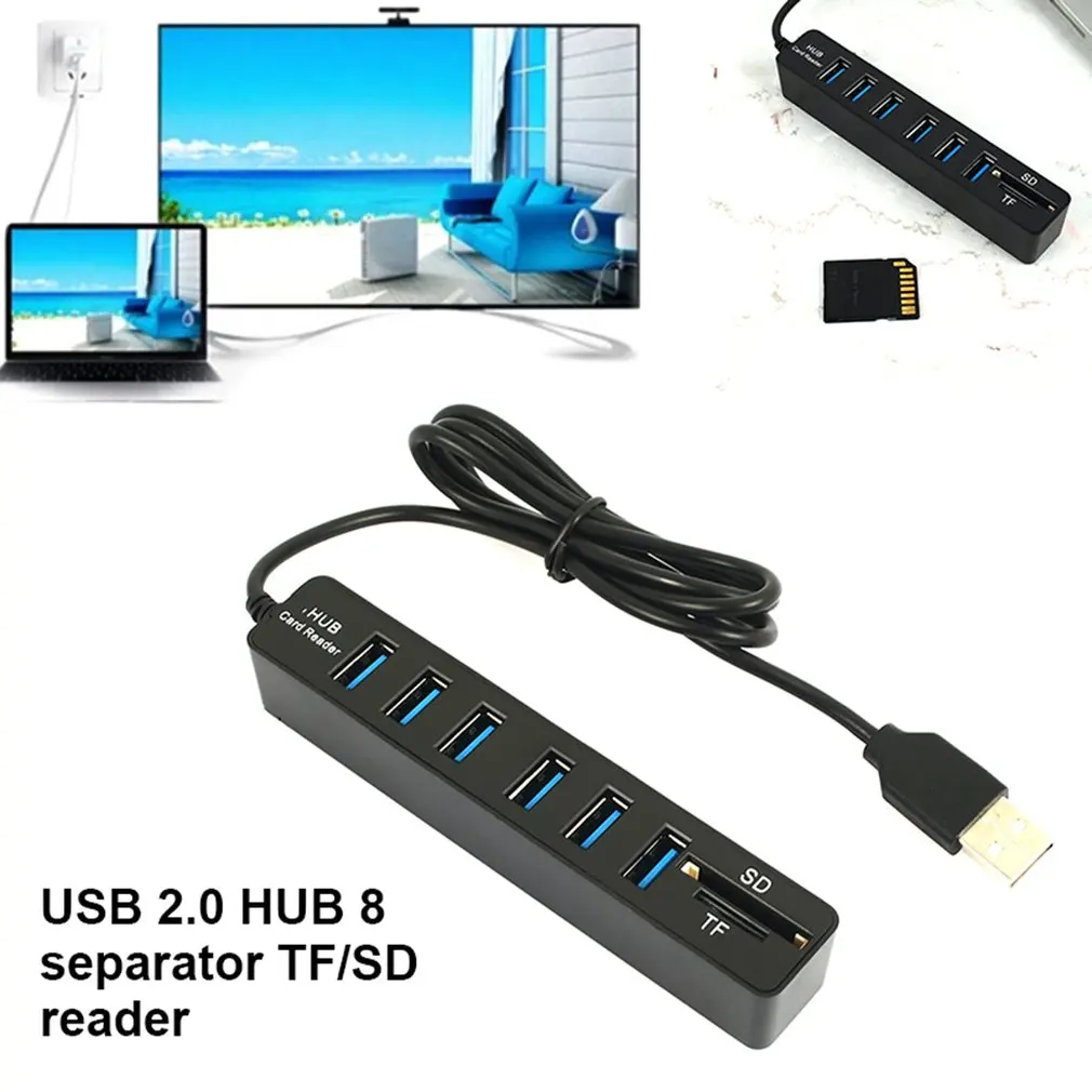 Горячий мини-концентратор USB 2,0, USB-разветвитель, мульти-6-портовый концентратор с устройством чтения карт памяти TF SD, 3-портовый адаптер 2,0 для ПК, аксессуары, дропшиппинг (art.: 3920cbfd69b2d) - 3920cbfd69b2d
