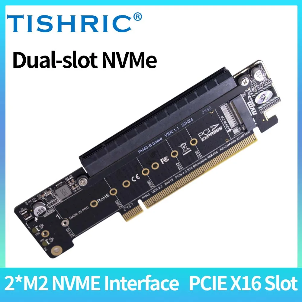 TISHRIC PCIE4.0 NVME PCIe X16 X8 X4 Канальная разделенная карта PCIE M.2 NVME PH43 Интерфейсный адаптер расширения Совместимый SSD 2230-2280