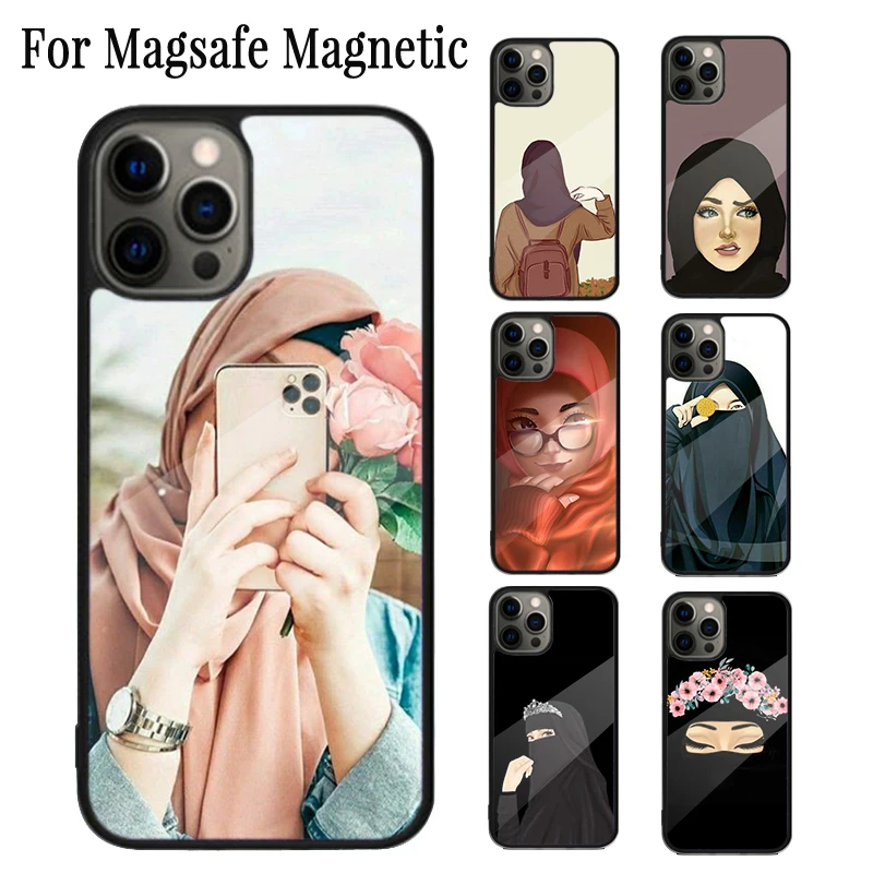 Исламский мусульманский Hijabi для девочек Магнитный чехол для телефона Coque для iPhone 15 14 Plus 13 12 11 Pro Max Magsafe Беспроводная зарядка крышка