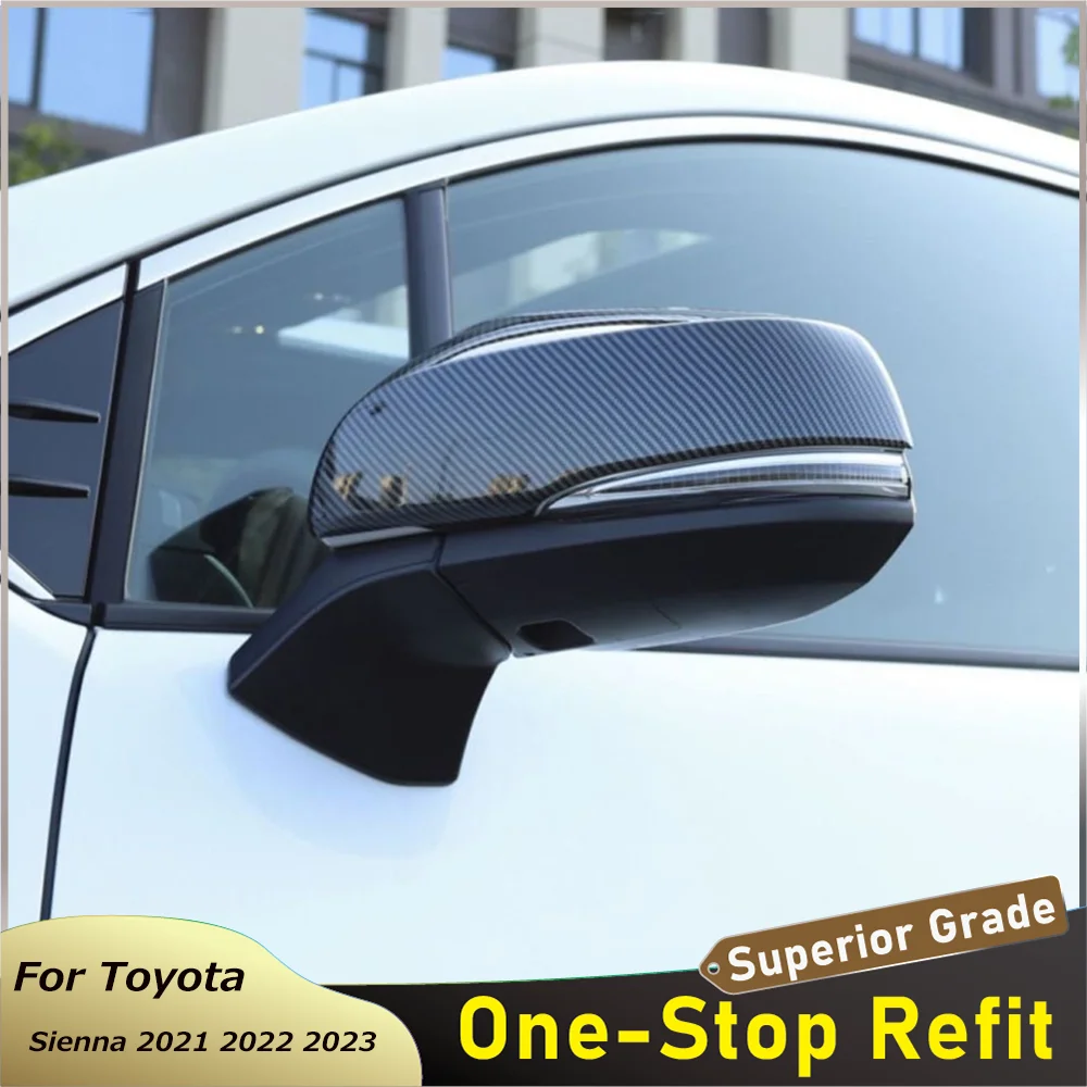 Подходит для Toyota Sienna 2021 2022 2023, сменные карбоновые черные боковые зеркала заднего вида, крышки, автомобильные аксессуары
