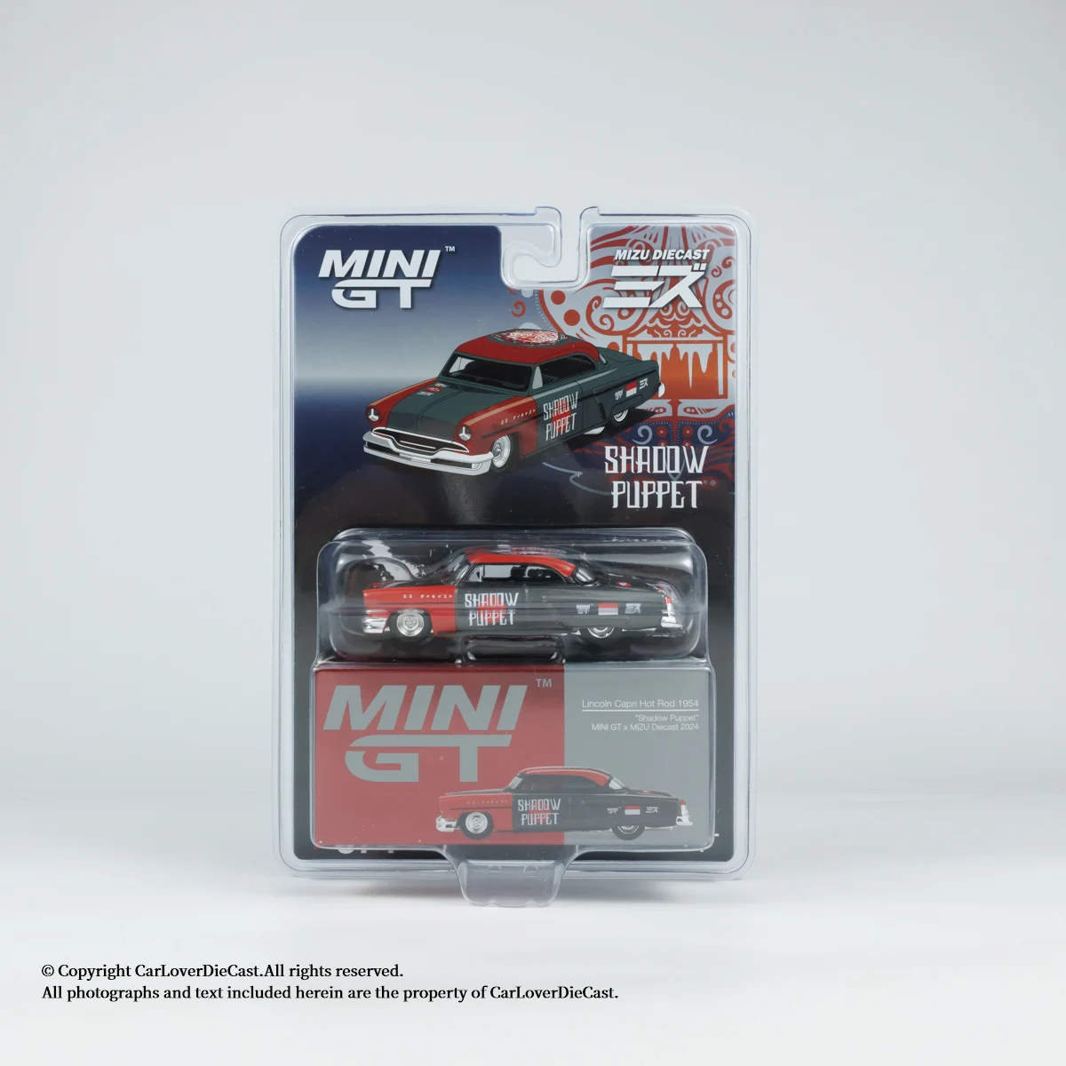 Фото MINIGT 1/64 Lincoln Capri Hot Rod 1954 Shadow Puppet MGT00874-BL Автомобиль из сплава, литая под давлением металлическая модель, детские игрушки для мальчиков №2