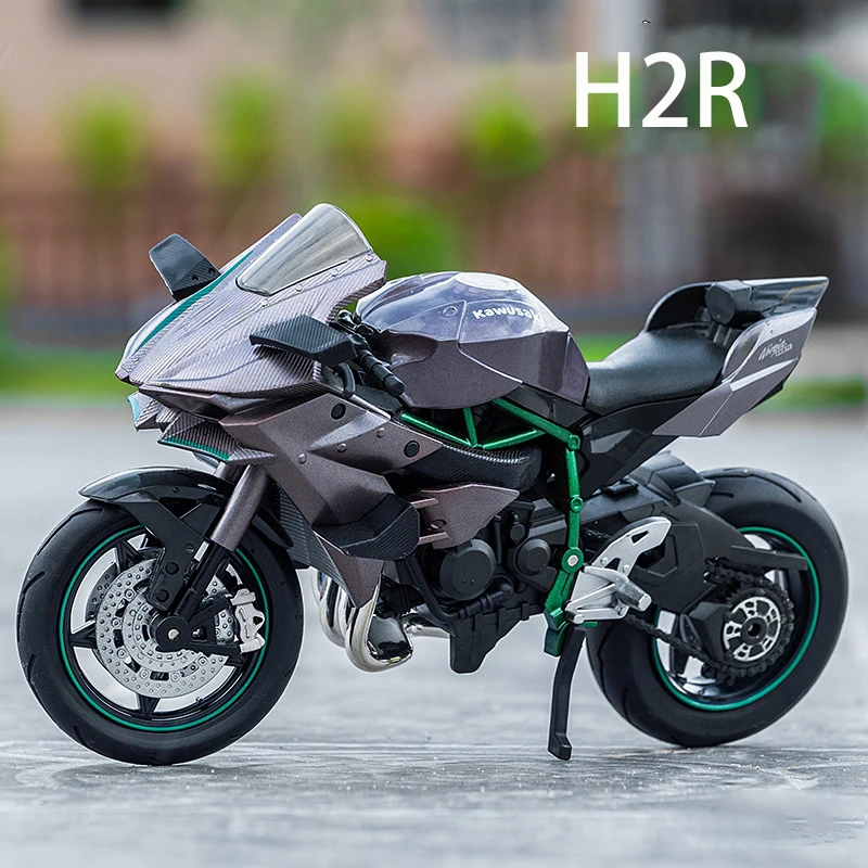 1:10 Kawasaki H2R Ninja S1000RR из сплава, литая под давлением модель мотоцикла, коллекция автомобилей, звук и свет, внедорожный автоцикл, игрушечный автомобиль